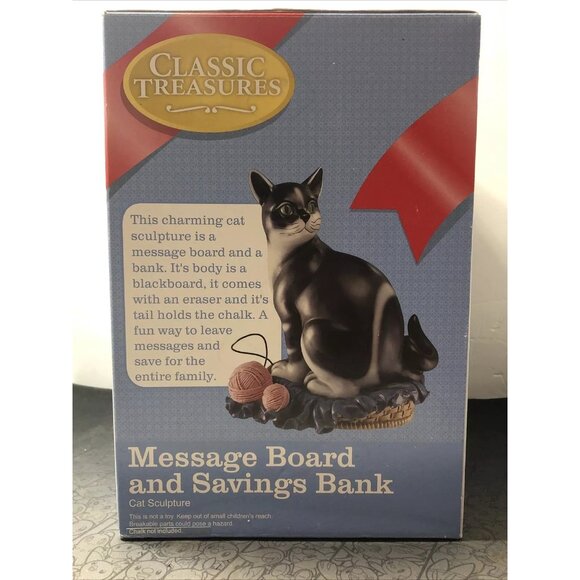 Vintage Ceramic Black Cat Coin Bank & Message Board 9" Tall Figurine Unique - Picture 11 of 11